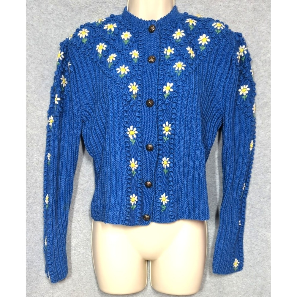 Rare Find Austrian Salzburg Vtg Cardigan Sweater M Wool Knit Franzi Mayer BEAUTY - Picture 2 of 10